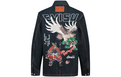 EVISU Denim Jackets Men's Denim Blue Lapel Moderate Other