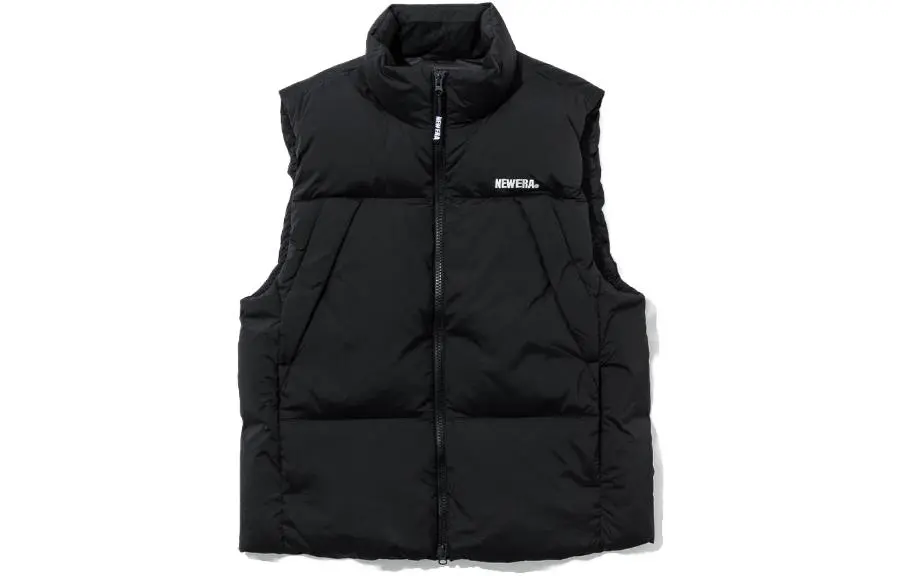 New Era Vests Men's Black Stand Collar Moderate Straight Fit