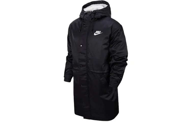 Nike Puffer Jackets Men's Black Hooded Thickened Other