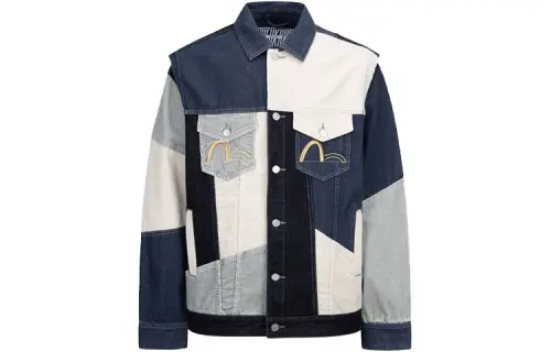 EVISU Denim Jackets Men's Multicolor Lapel Moderate Other