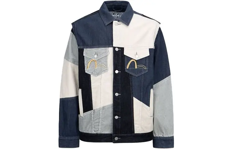 EVISU Denim Jackets Men's Multicolor Lapel Moderate Other