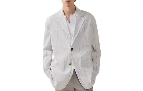 HERMES Business Suits Men's White Suit Collar Moderate Business Suit