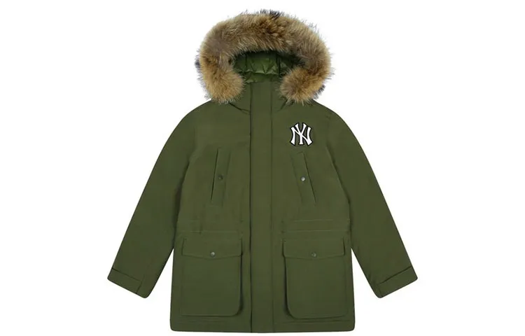 MLB Down Jacket Winter, Mid Length Unisex Army Green