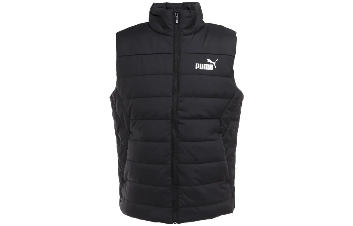 PUMA ESS Vests Men's Black Stand Collar Moderate Other