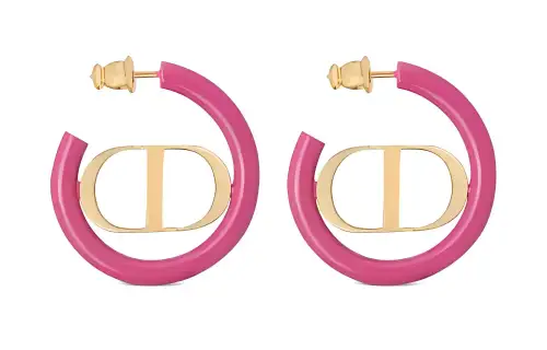 DIOR Metal Earrings Women's Gold/Rose Red