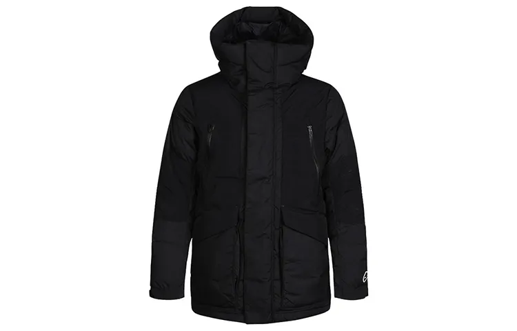 Nike Down Jackets Men's Black Hooded Moderate Quilted Down Jacket