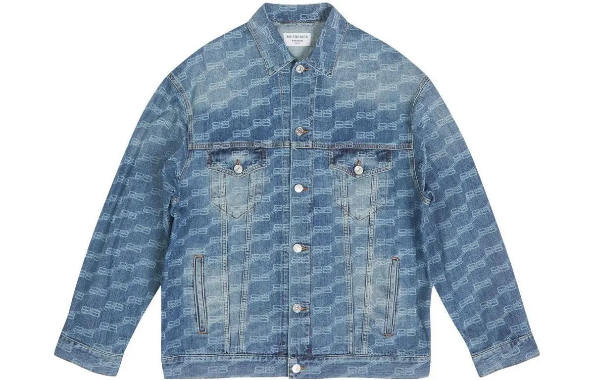 Balenciaga FW22 Denim Jacket Loose Fit Men's Blue