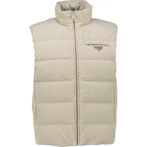 PRADA Vests Men's Khaki Stand Collar Moderate Other