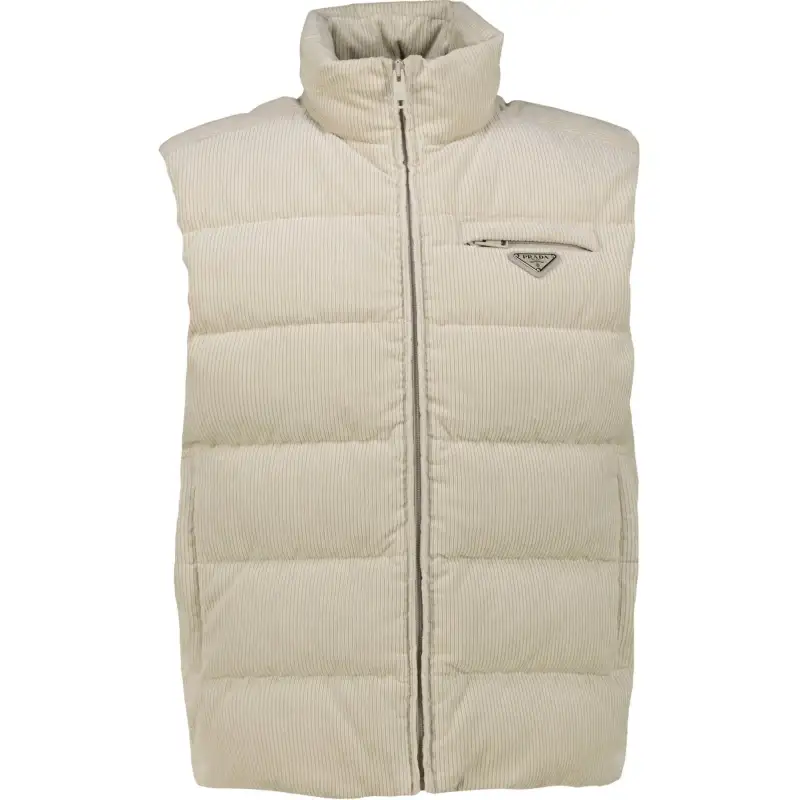 PRADA Vests Men's Khaki Stand Collar Moderate Other