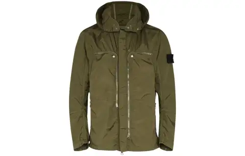 STONE ISLAND Jackets Men's Dark Green Hooded Moderate Other