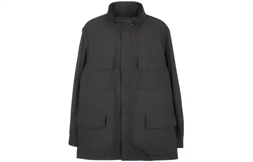 Loro Piana Jackets Men's Gray Stand Collar Moderate Other