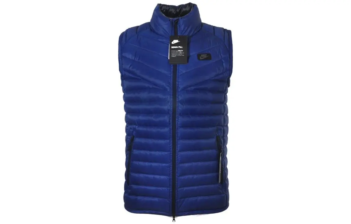 Nike Down Vests Men's Blue Stand Collar Moderate Other