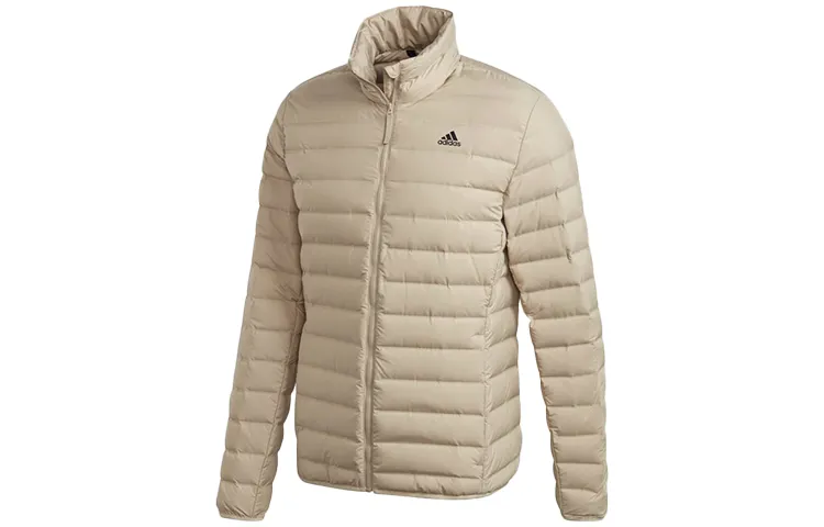 Adidas Down Jackets Men's Khaki Stand Collar Moderate Quilted Down Jacket