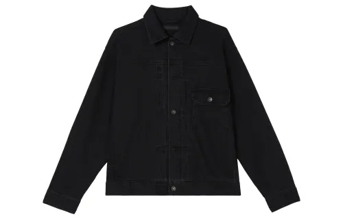UNIQLO Denim Jackets Unisex Dark Gray Lapel Moderate Straight Fit