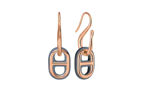 HERMES O'Maillon Earrings Women's Linen Blue