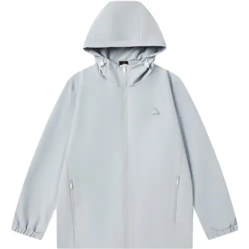 PEAK Jackets Men's Silver Gray Hooded Moderate Wind Shell