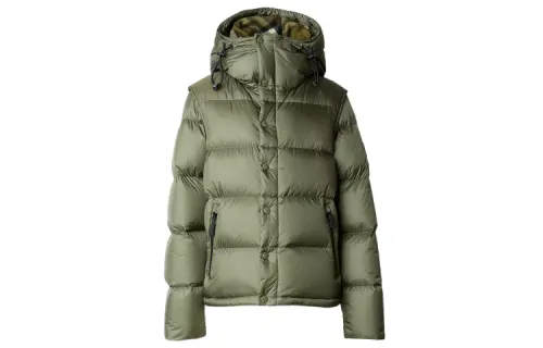 Burberry Down Jackets Men's Army Green Hooded Moderate