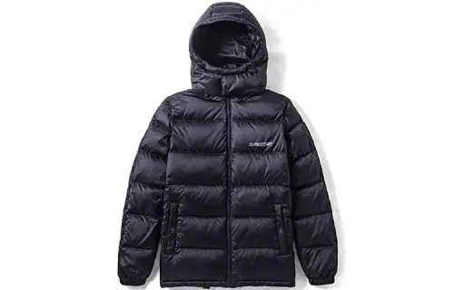 Vans Solid Color Letters Hooded Down Jacket Unisex Black Couple's