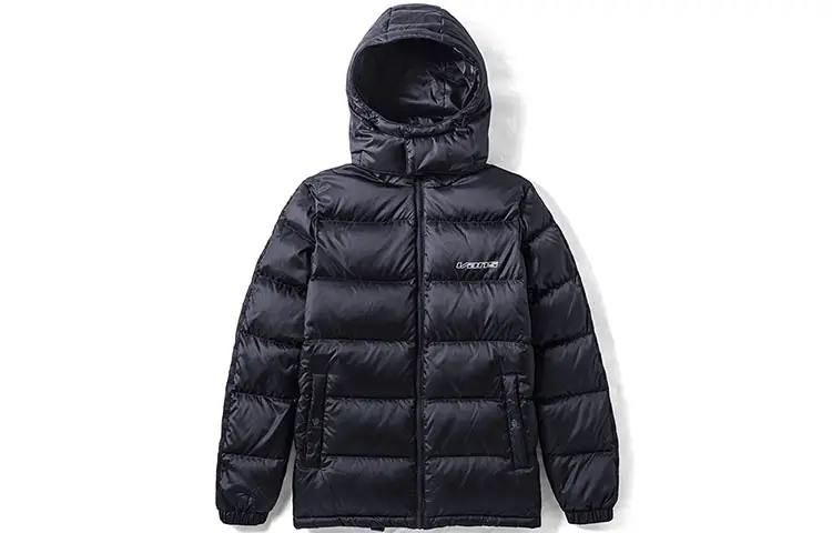 Vans Solid Color Letters Hooded Down Jacket Unisex Black Couple's