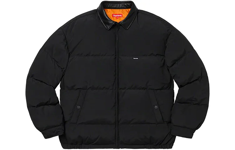 Supreme Leather Collar Puffy Jacket