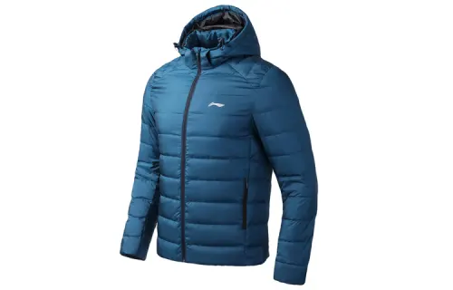 Li Ning Down Jackets Men's Dark Serene Blue Detachable Hood Moderate