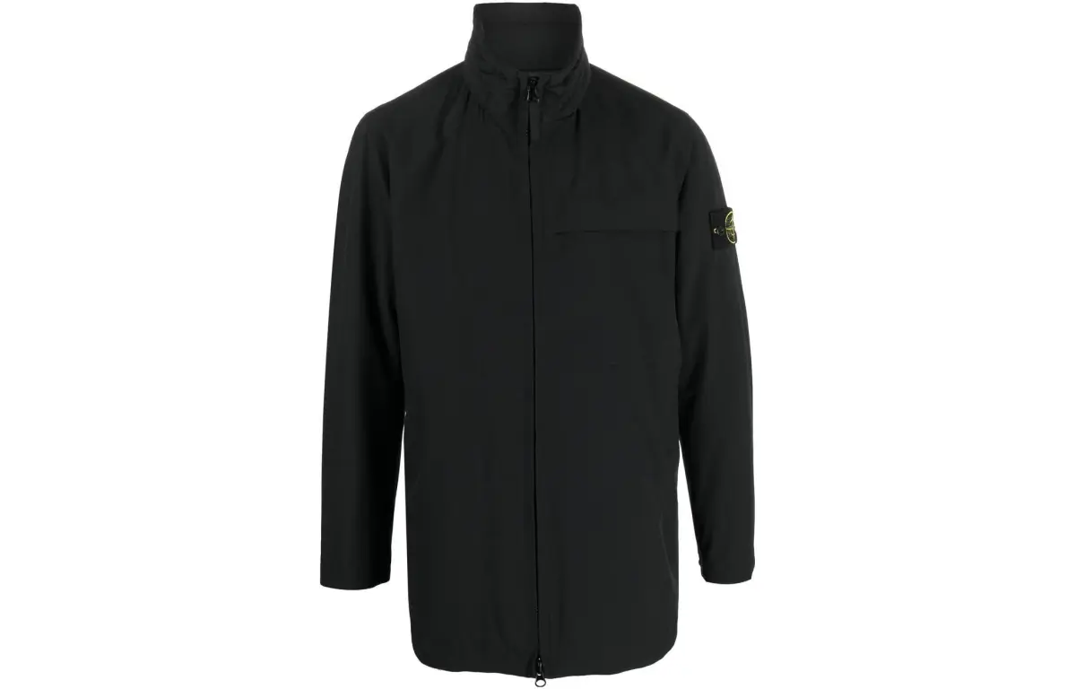 STONE ISLAND Jackets Men's Black Stand Collar Moderate Other