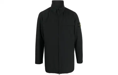 STONE ISLAND Jackets Men's Black Stand Collar Moderate Other