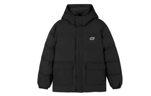 Skechers Down Jackets Men's Carbon Black Hooded Thickened Other