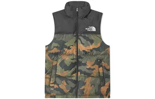 THE NORTH FACE 1996 Collection Down Vests Men's Green Camouflage Stand Collar Thickened Other
