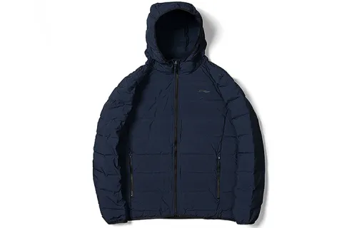Li Ning Down Jackets Men's Blue Hooded Thickened Other