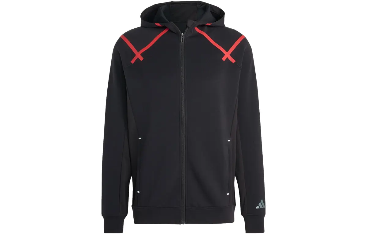 Adidas Jackets Men's Black Hooded (Non-detachable) Moderate Straight Fit