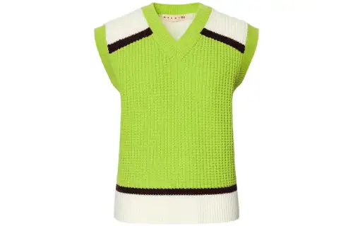 UNIQLO Vests Unisex Verdant Green V Neck Moderate Knitted Fabric