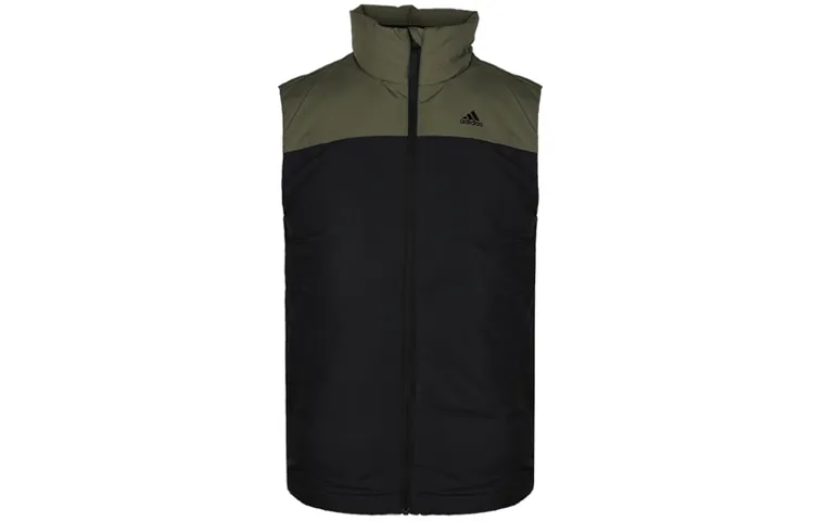 Adidas Down Vests Men's Black Stand Collar Moderate Straight Fit