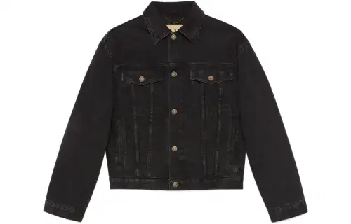 GUCCI Chinese New Year Denim Jackets Men's Black Lapel Moderate Straight Fit