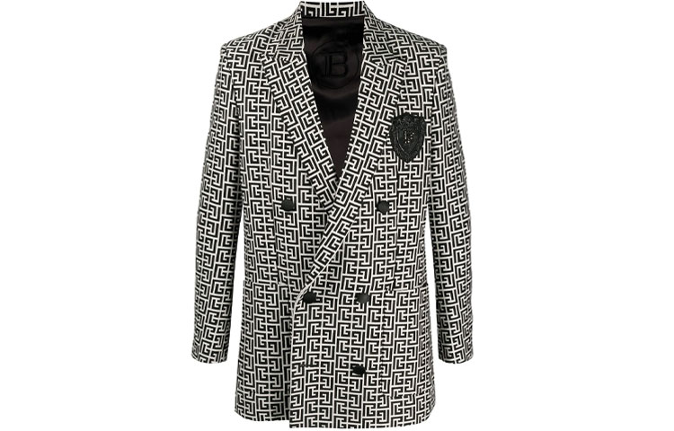 Мужской пиджак BALMAIN FW21 Logo Blazer (черно-белый)