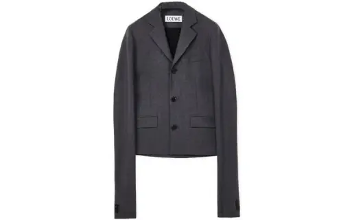 LOEWE Business Suits Men's Black Gray Color Suit Collar Moderate Business Suit