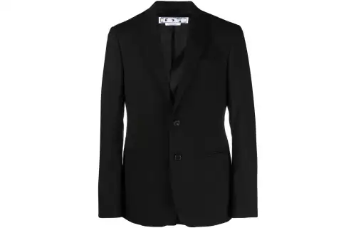 OFF-WHITE slogan-print virgin wool blazer