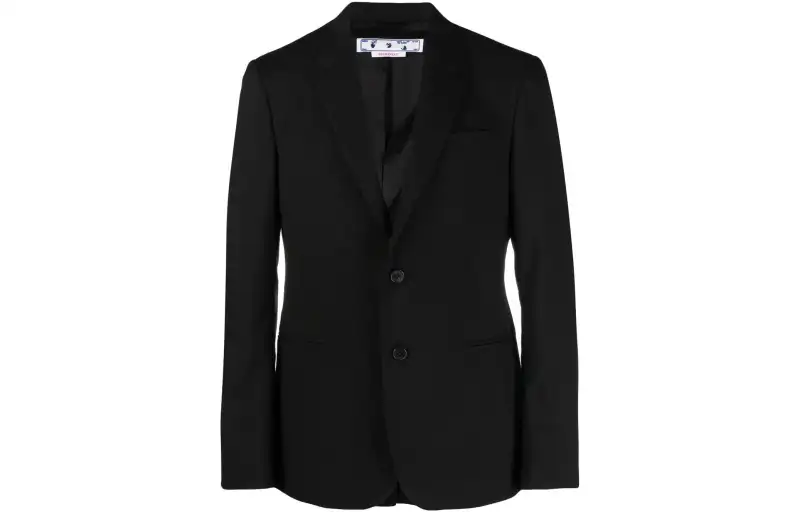 OFF-WHITE slogan-print virgin wool blazer