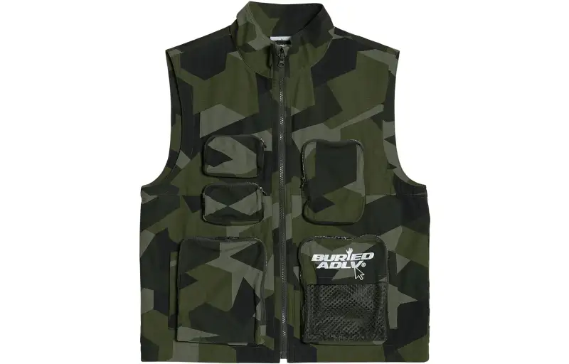 Acme de la vie/ADLV x ba multi-pocket camouflage casual vest vest for men and women, green