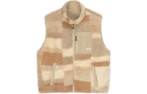 Stussy Vests Unisex Khaki Stand Collar Moderate Other