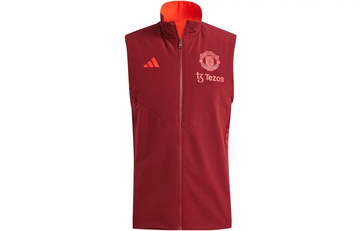 Adidas Manchester United Vests Men's Orange Red Stand Collar Moderate Straight Fit