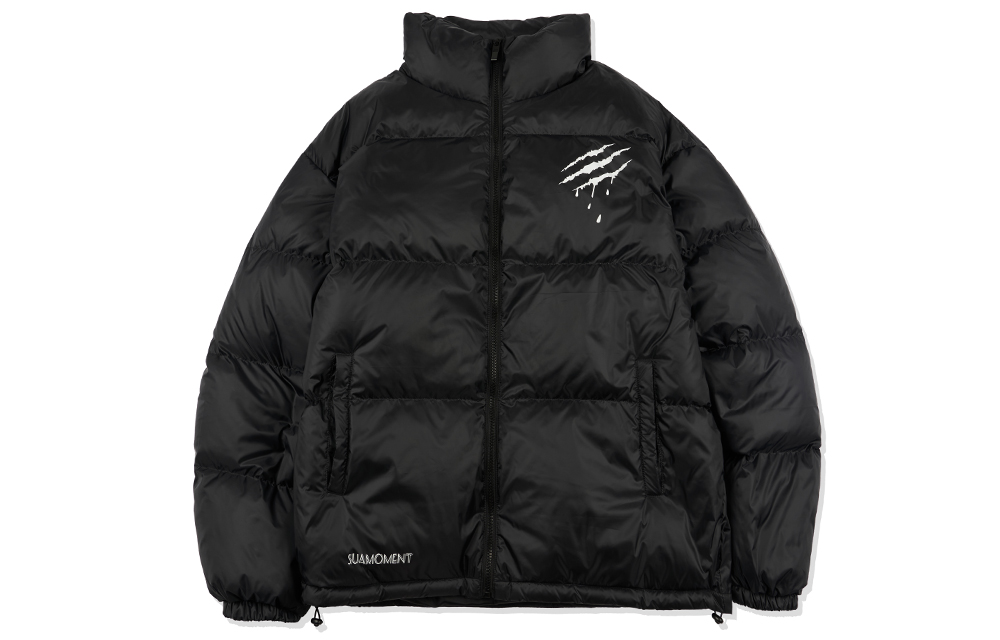 Suamoment Down Jackets Unisex Stand Collar Without Hood Thickened Quilted Down Jacket