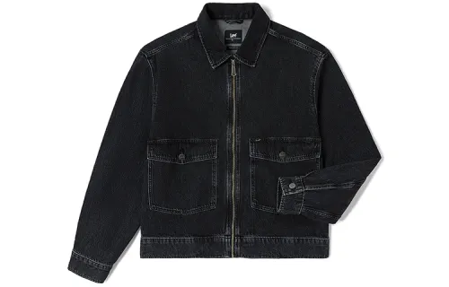 Lee SS23 solid color work denim jacket spring and autumn men's black