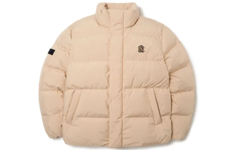 MLB Basic Logo Down Jackets Unisex Khaki Stand Collar Moderate