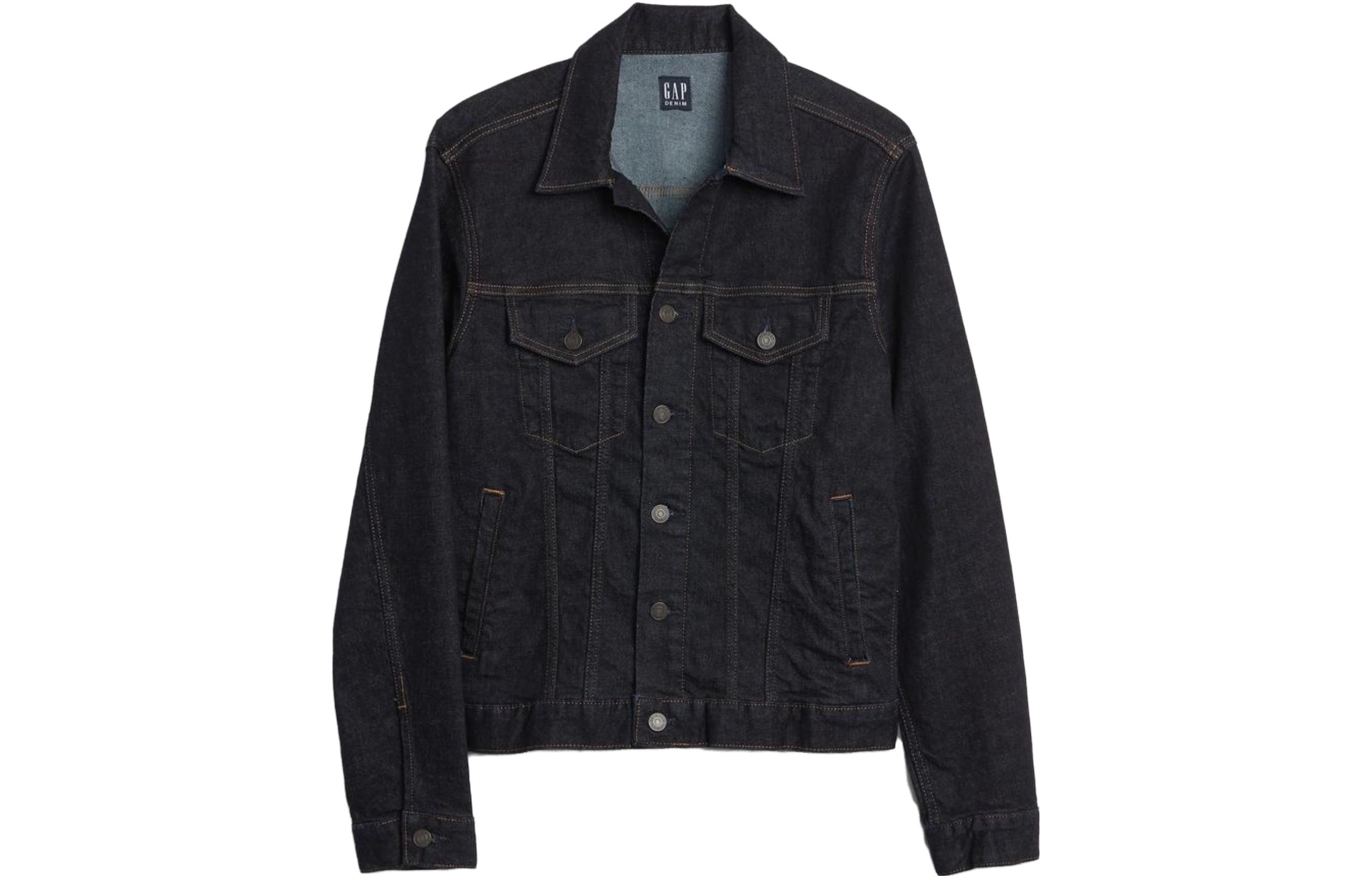 GAP Denim Jackets Men's Dark Blue Lapel Moderate Other