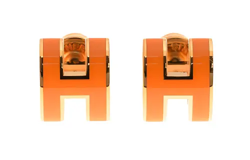 HERMES POP H Earrings Women's Orange