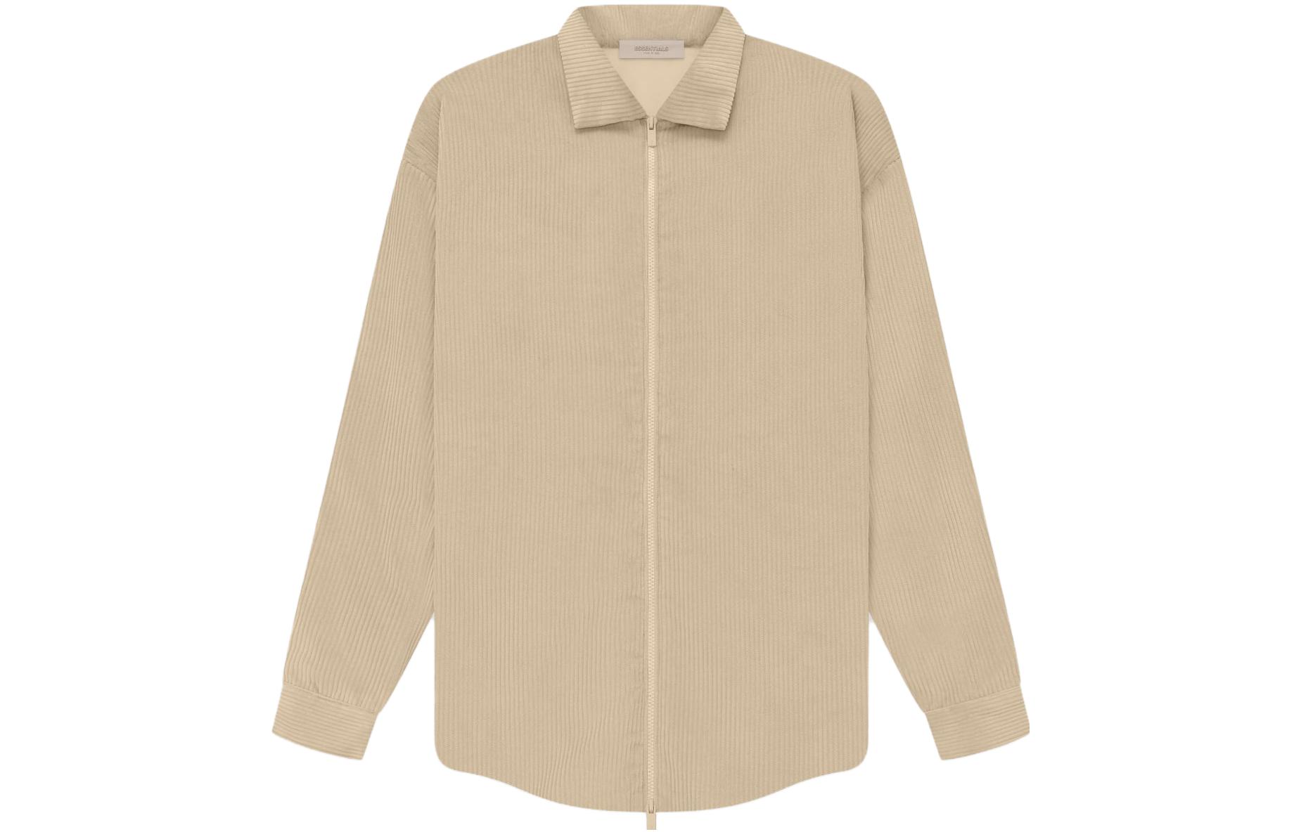 Fear of God Essentials SS23 solid color zipper corduroy plus velvet lapel shirt American heavy jacket men's style