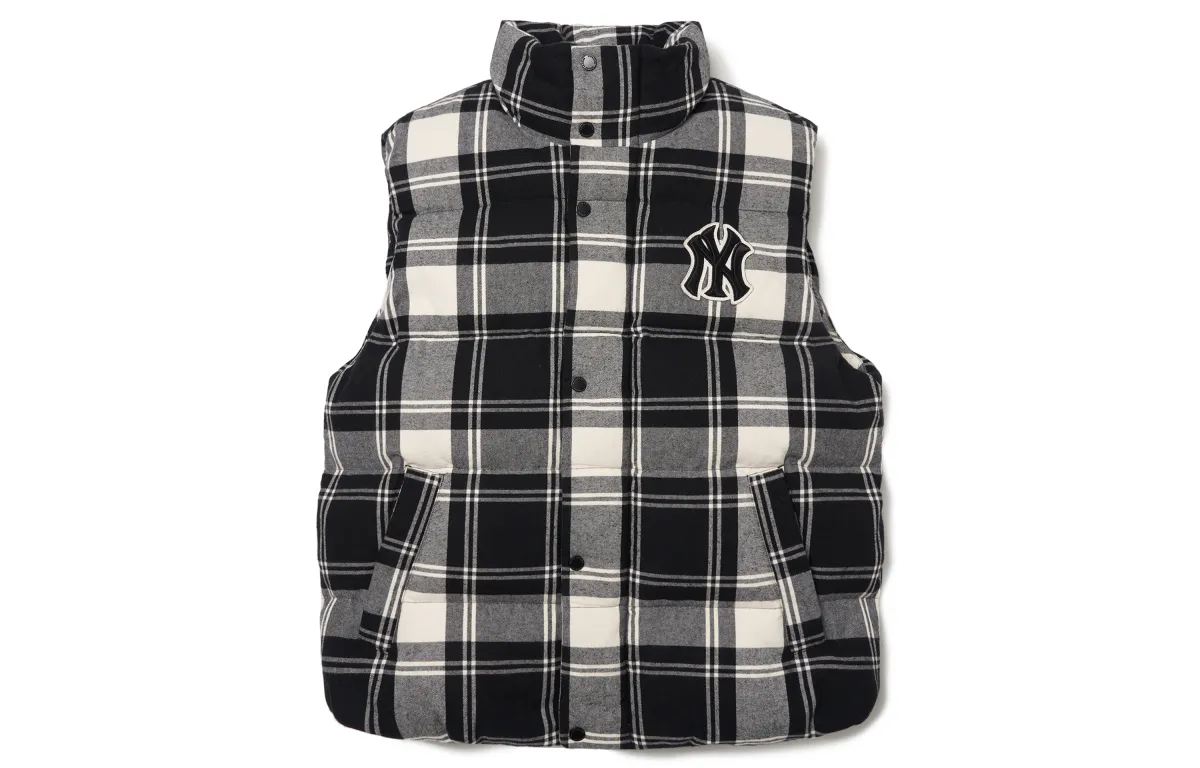 MLB Down Vests Unisex Plaid Stand Collar Moderate Straight Fit