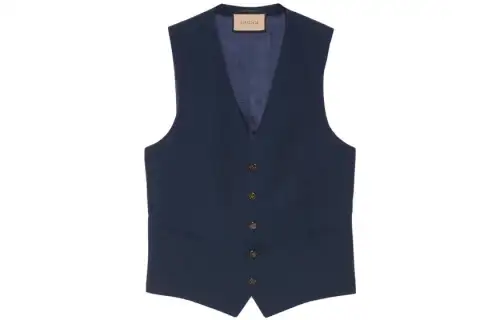GUCCI Vests Men's Dark Blue V Neck Business Suit