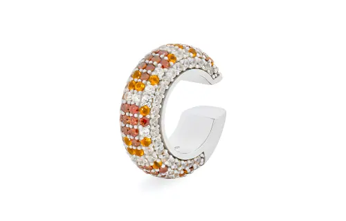 LOEWE Sterling Silver, Crystal Clip On Earrings Women's Brown/Silver